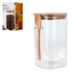 Pote vidro 1,2lts c/colher e tpa bambu       cx:024