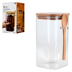 Pote vidro 1,6lts c/colher e tpa bambu       cx:024