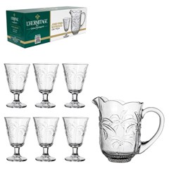 Cj jarra e tacas de vidro 7pcs coconut trans cx:004