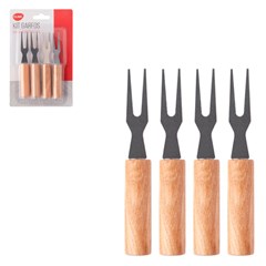 Cj garfos petisco 4pcs 11x1,5x1,5cm inox e m cx:060