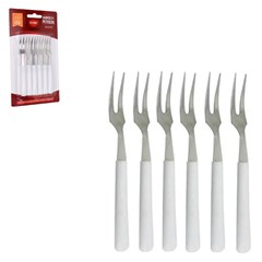 Cj garfos petisco 6pcs 15cm inox e plast     cx:120