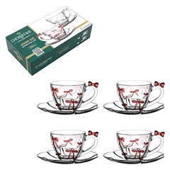 Cj xicaras de vidro cafe 105ml 8pcs c/pires belle rosa cx:012