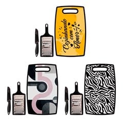 Cj tabua ralador e faca 3pcs plast e inox ck