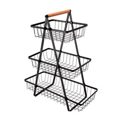 Fruteira 3 andares ferro 40x18x49,5cm preto  cx:006