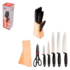 Cj facas 7pcs c/ cepo mad 32,5x4,2x2cm       cx:006