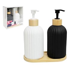 Cj banheiro vidro e bambu 3pcs 19x9x21,5cm   cx:012