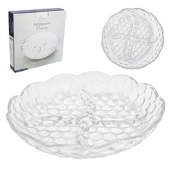 Petisqueira vidro 18,3cm 4 dividorias viena  cx:024