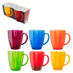 Caneca vidro 350ml 2pcs color               cx:036