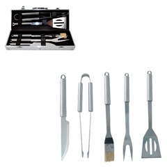 Kit churrasco maleta c/5pcs facas/garfos/peg cx:012