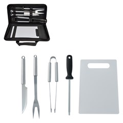 Kit churrasco estojo c/6pcs facas/garfos/peg cx:012