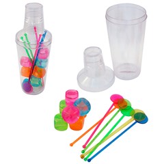 Kit coqueteleira 500ml c/mexedores e cubos ref ca09543 cx:048
