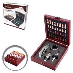 Kit abridor de vinho e jogo de xadrez  17cm  cx:020