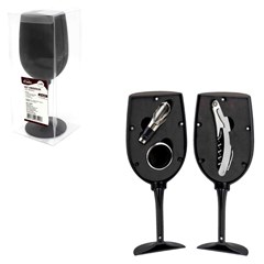 Kit abridor de vinho inox c/3pcs maleta taca cx:024