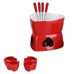 Cj fundue 10pcs coracao ceramica ca12365     cx:006