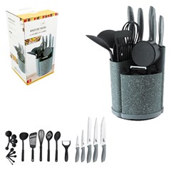 Cj utensilios c/suporte 22pcs color classic  cx:006