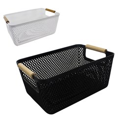Cesto org sort plast c/alca de bambu 31,4cm ca154 cx:060