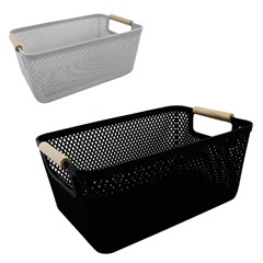 Cesto org sort plast c/alca de bambu 37,5cm ca154 cx:036