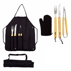 Kit churrasco c/4pcs e avental ca12716       cx:016