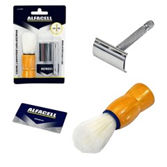 Kit barbear c/navalha e pincel 3pcs al11021  cx:072