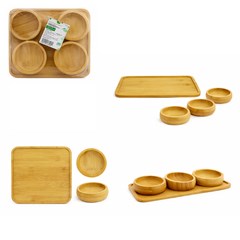 Cj de petisqueiras 4pcs bambu c/bandeja 21cm cx:024