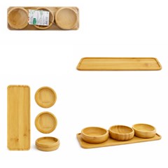 Cj de petisqueiras 3pcs bambu c/bandeja 30cm cx:024