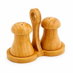 Cj saleiro e pimenteiro em bambu             cx:036