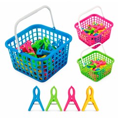 Cesto plast c/24 prendedores color           cx:072