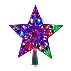 Ponteira estrela iluminada 220v 23cm c/21leds tricolor cx:048