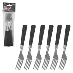 Cj garfo de mesa 6pcs cabo plast gramado preto  cx:050