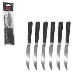 Cj faca de mesa 6pcs cabo plast gramado preto  cx:050