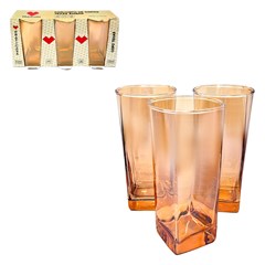 Copo de vidro 320ml 3pcs ambar texas            cx:012