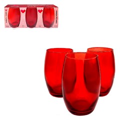 Copo vidro 475ml 3pcs california vermelho    cx:012
