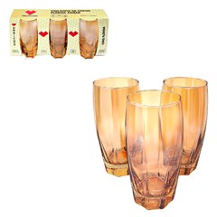 Copo de vidro 370ml 3pcs ambar florida          cx:012