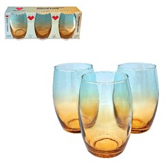 Copo de vidro 450ml 3pcs degrade ambar californ cx:012