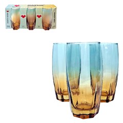 Copo de vidro 370ml 3pcs degrade ambar florida  cx:012