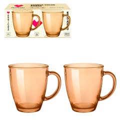 Caneca vidro 360ml 2pcs ambar                cx:024