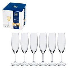 Cj tacas cristal 220ml 6pcs champanhe anna b cx:008