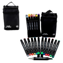 Kit canetinha com ponta dupla na bolsa c/24 cores         cx:040