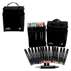 Kit canetinha com ponta dupla na bolsa c/48 cores        cx:024