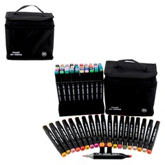 Kit canetinha com ponta dupla na bolsa c/60 cores       cx:020