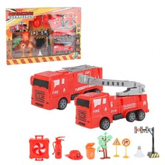 Kit bombeiro c/2 caminhao 12cm friccao c/acess