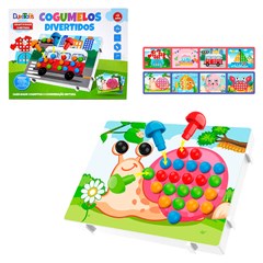 Tabuleiro prego cogumelo didatico c/35pcs re cx:060