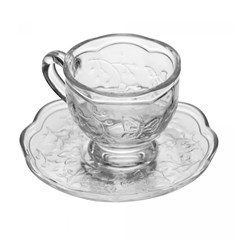 Xicara vidro 80ml de cafe com pires new butt cx:072