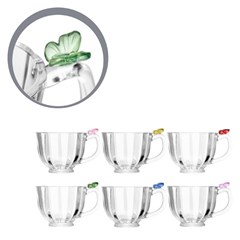 Xicara vidro 80ml de cafe fairy butterfly    cx:072