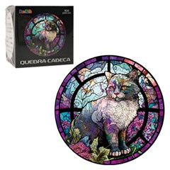 Quebra cabeca redondo gato c/168 pcs ref dty cx:072