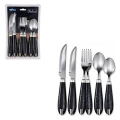 Cj talheres inox e cabo plast 12pcs dubai preto  cx:024
