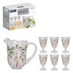 Cj jarra e tacas vidro 1,5lts e 230ml 7pcs palmer  cx:004