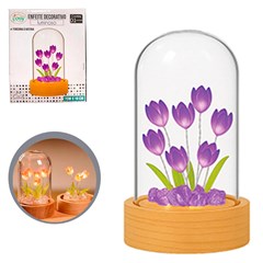 Enf cupula oval c/flores e leds madeira 10cm dt25633  cx:120