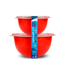Cj potes plast 2pcs 700/1400ml red color     cx:010