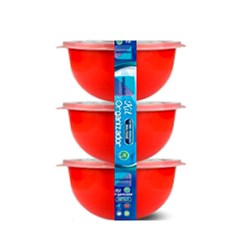 Cj potes plast 3pcs 700ml red color          cx:008